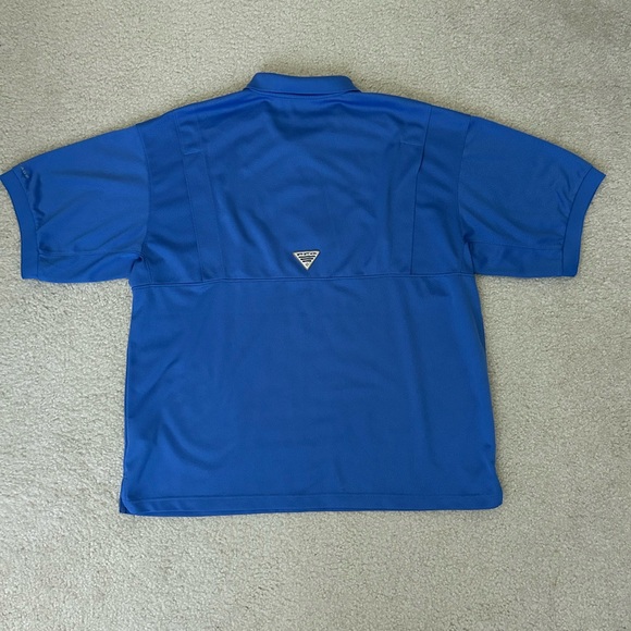 Columbia PFG Omni-Shade Blue Short Sleeve Mesh Lined Mens X-Large Fishing Polo - Picture 9 of 11